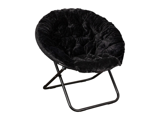 Flash Furniture Gwen Faux Fur Folding Saucer Chair Black Faux Fur/Black Frame (FVFMC025BKBK)