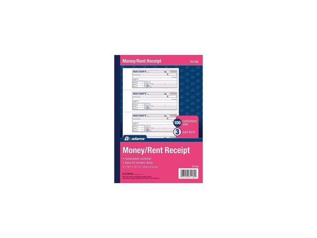 Adams 3-Part Carbonless Receipt Book 10.88' x 7.63' 100 Sets/Book (TC1182)