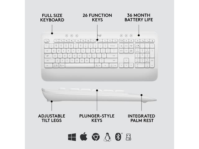 Logitech - Signature MK650 Combo for Business Full-size Wireless Membrane Keyboard and Mouse Bundle with Secure Logi Bolt Receiver - Off-White - image 7