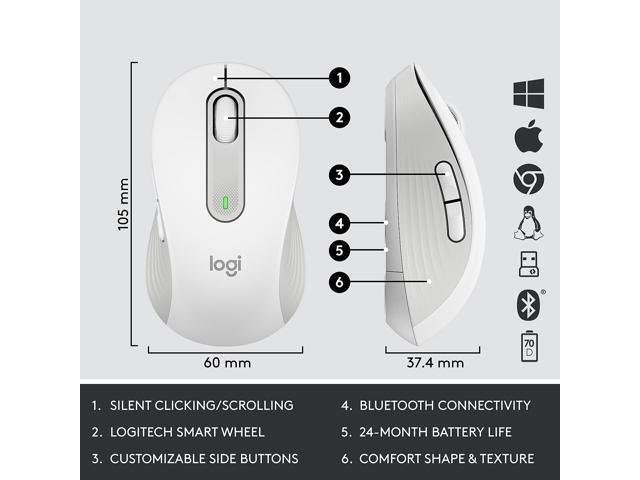 Logitech - Signature MK650 Combo for Business Full-size Wireless Membrane Keyboard and Mouse Bundle with Secure Logi Bolt Receiver - Off-White - image 8