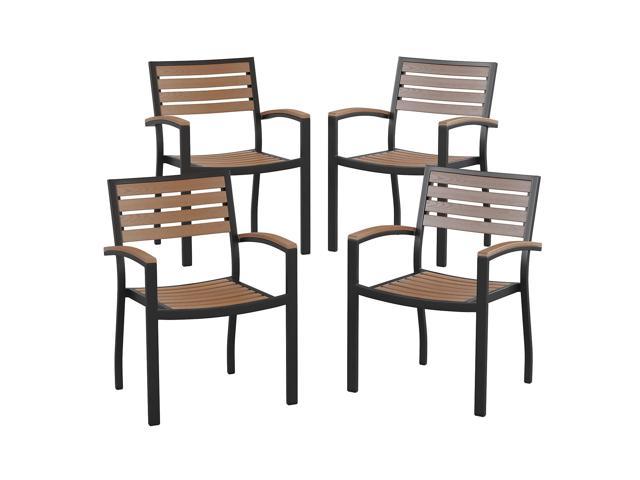 Photos - Garden Furniture Flash Furniture Patio Arm Chair with Square Back Gold 5 Pack  5CO2 (5CO2GD)