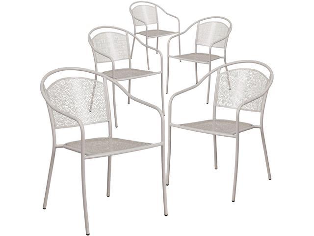 Photos - Garden Furniture Flash Furniture Patio Arm Chair with Round Back Light Gray 5 Pack (5CO3SIL 