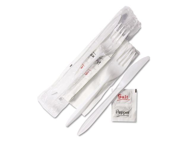 Photos - Kitchen Knife GENERAL SUPPLY Wrapped Cutlery Kit 6 1/4' Fork/Knife/Napkin/Salt/Pepper Wh