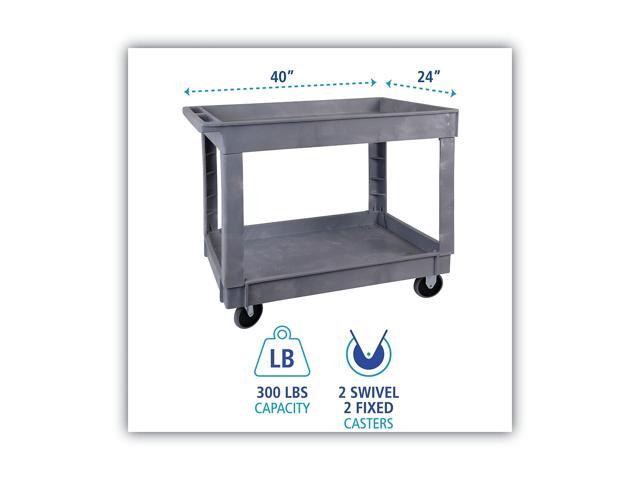 Boardwalk Utility Cart Two-Shelf Plastic Resin 24w x 40d Gray 4024UCGRA