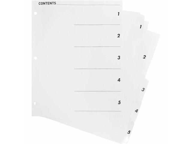 Business Source Index Dividers w/TOC Page 1-5 5 Tabs/ST 11'x8-1/2' White 05852