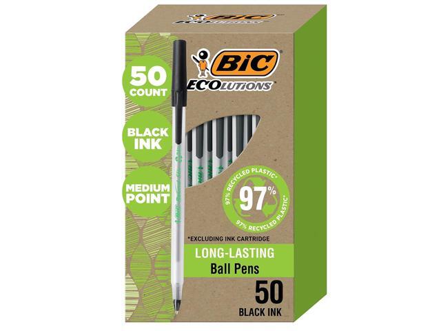 BIC Ecolutions Round Stic Ballpoint Pen Black Ink 1mm Medium 50/Pack GSME509BK