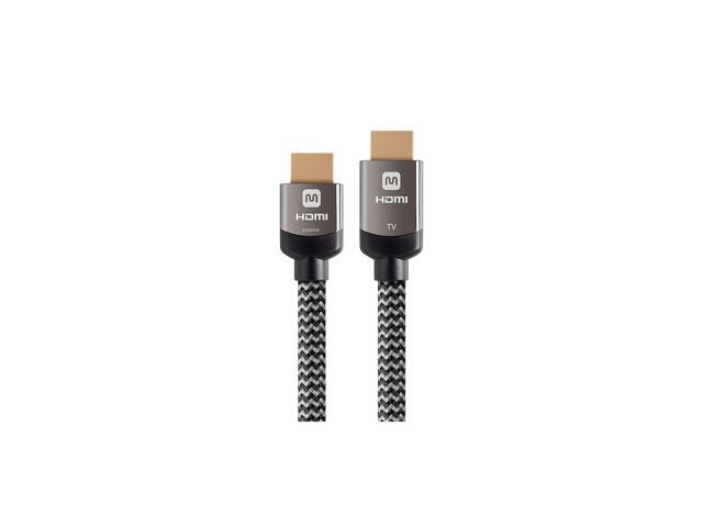 Monoprice Braided HDMI Cable - 100 Feet - Gray High Speed, Active Chipset, 4K@60Hz, 18Gbps, HDR, 24AWG, YUV, 4:4:4, CL3 - Luxe Series