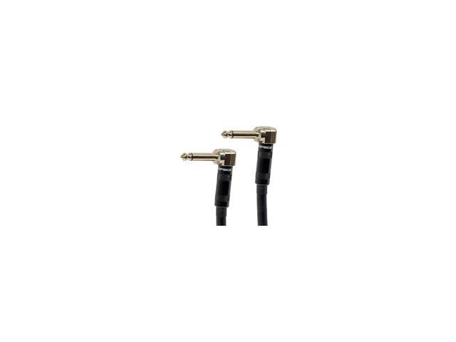 Monoprice Premier Series 1/4 Inch (TS) Guitar Pedal Patch Cable Cord - 8 Inch - Black With Right Angle Connectors