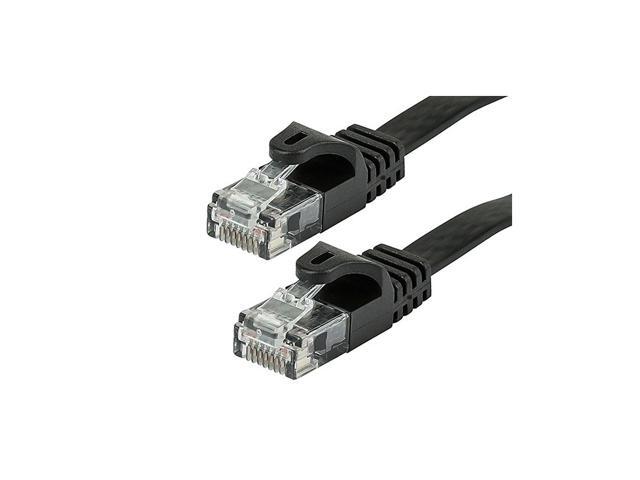 Monoprice Cat5e Ethernet Patch Cable - 100 Feet - Black Network Internet Cord - RJ45, Flat,Stranded, 350Mhz, UTP, Pure Bare Copper Wire, 30AWG