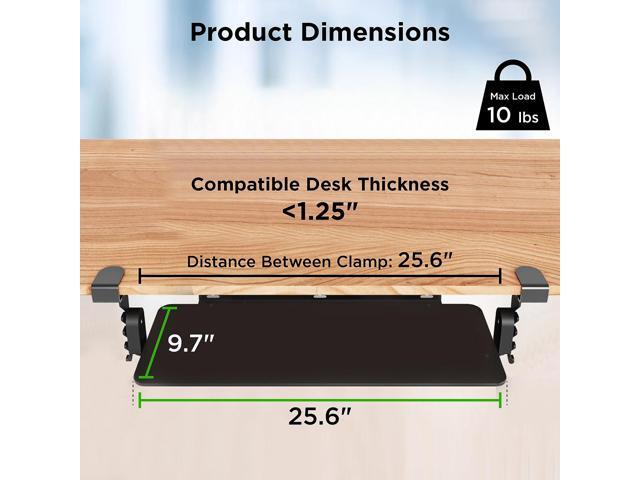 KT4 Clamp On Keyboard Tray Under Desk Slide -Height and Tilt Adjustable Keyboard Tray Desktop Under Desk Keyboard Tray Slide Out computer keyboard...