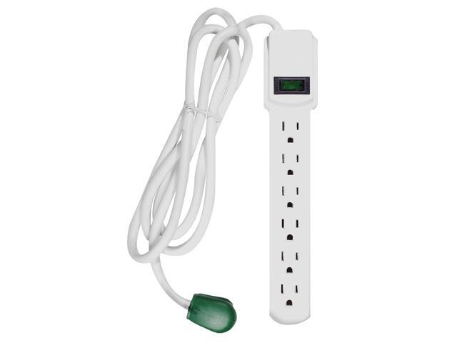 GoGreen Power 6 Outlet Surge Protector 6' Cord White (GG-16106MS)