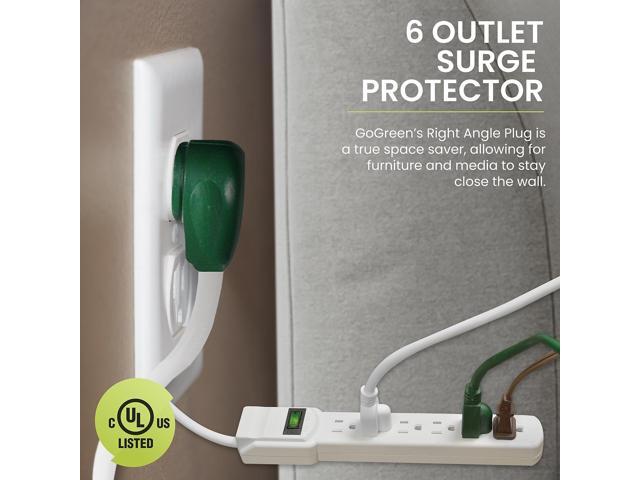GoGreen Power 6 Outlet Surge Protector 6' Cord White (GG-16106MS)