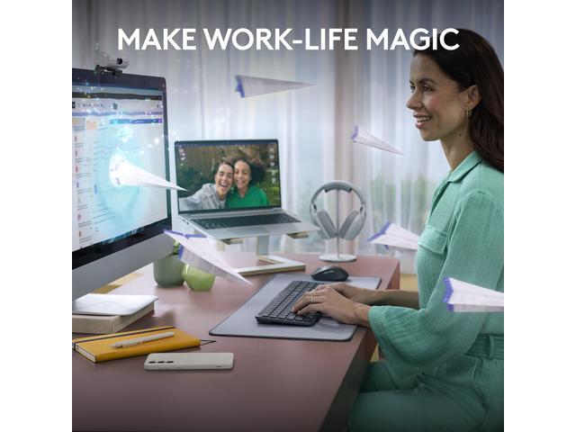 Logitech - MK955 Signature Slim Full-size Wireless Keyboard and Mouse Combo for Windows and Mac with Quiet Typing and Clicking - Graphite - image 8