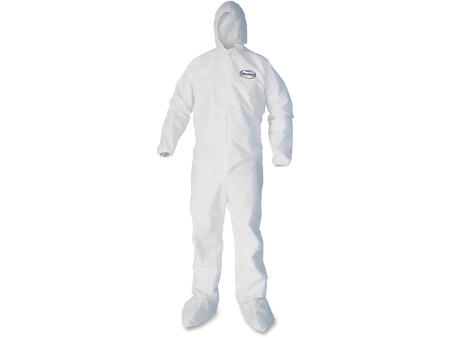 Kimberly-Clark Liquid/Particle Protection Coveralls - Medium - Liquid, Dry Particle, Solid/Liquid Aerosol Protection - Film Laminate - White -...