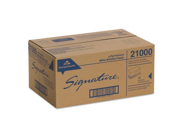 Signature Paper Towel 9 1/5 x 9 2/5 White 125/Pack 16 Packs/Carton 21000
