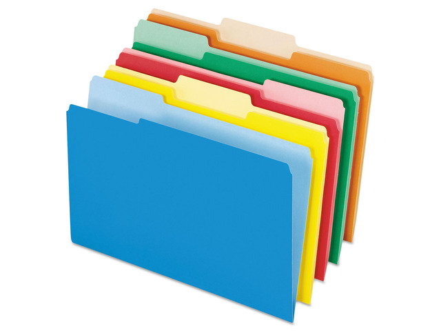 Pendaflex Interior File Folders 1/3 Cut Top Tab Legal Bright Assorted 100/Box 435013ASST