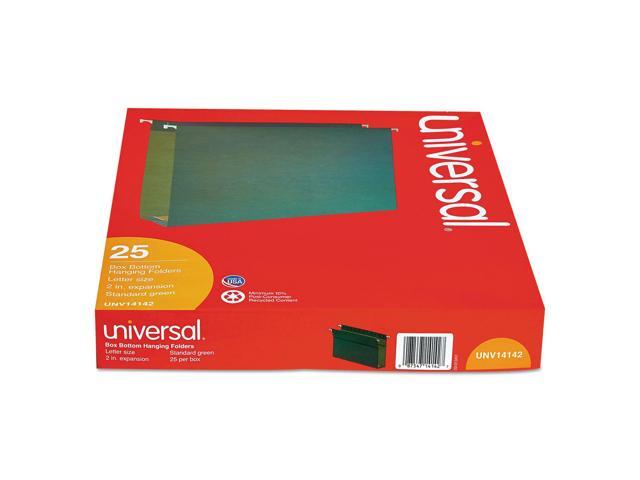 UNIVERSAL Two Inch Box Bottom Pressboard Hanging Folder Letter Standard Green 25/Box 14142