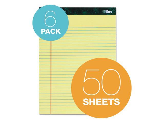 TOPS Docket Ruled Perforated Pads 8 1/2 x 11 3/4 Canary 50 Sheets 6/Pack 63406