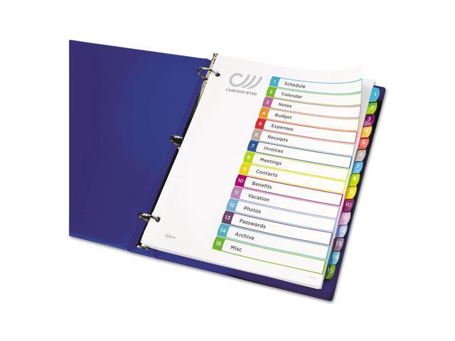 Avery Ready Index Table of Contents Dividers Multicolor Tabs 1-15 Letter 11845
