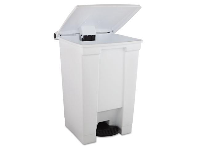Rubbermaid 6144WHI Indoor Utility Step-On Waste Container, Square, Plastic, 12gal, White (RCP6144WHI)