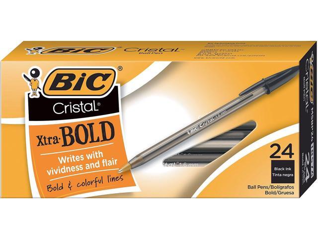 BIC Cristal Xtra Bold Ballpoint Pen Stick Bold Black 24/Pack MSBP241BLK