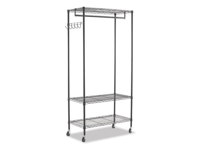 Alera WIRE SHELVING GARMENT RACK, 30 GARMENTS, 36W X 18D X 75H, BLACK ALEGR363618BL