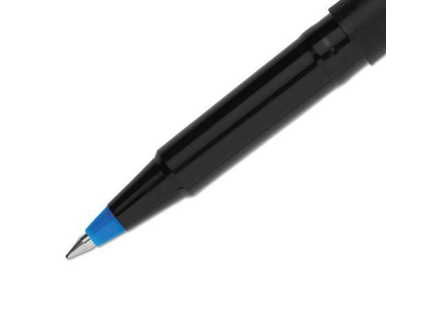 uni-ball Stick Roller Ball Pen Micro 0.5mm Blue Ink Black Matte Barrel Dozen