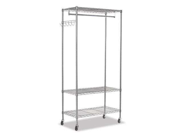 Alera WIRE SHELVING GARMENT RACK, 30 GARMENTS, 36W X 18D X 75H, SILVER ALEGR363618SR