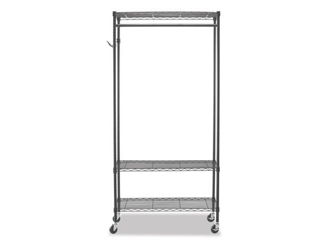 Alera WIRE SHELVING GARMENT RACK, 30 GARMENTS, 36W X 18D X 75H, BLACK ALEGR363618BL
