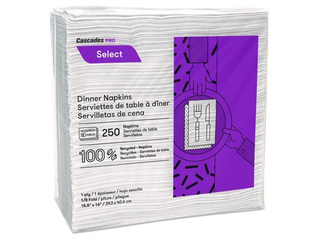 Cascades PRO Select Dinner Napkins 1-Ply White 15.5 x 16 250/Pack 12/Carton N050