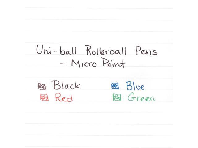 uni-ball Stick Roller Ball Pen Micro 0.5mm Blue Ink Black Matte Barrel Dozen