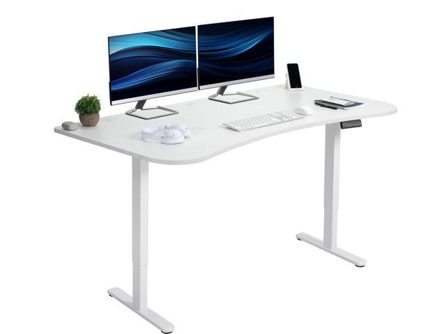 VIVO Electric 63 x 32 Stand Up Desk, White Table Top, White Frame