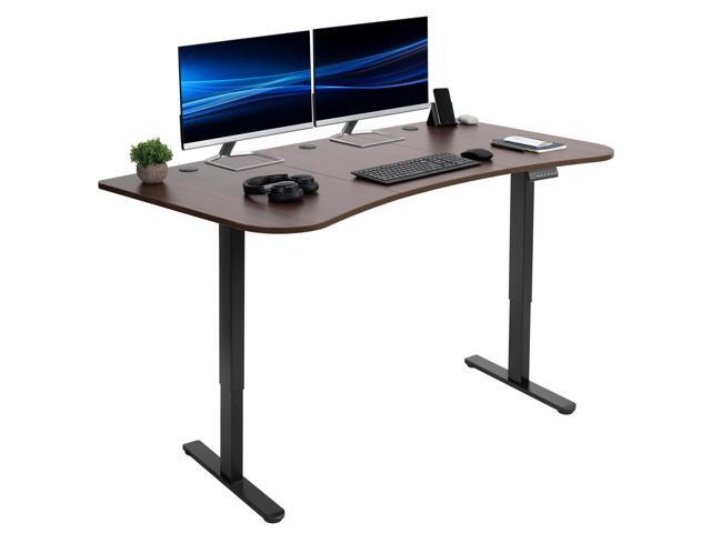 VIVO Electric 63 x 32 Stand Up Desk, Dark Walnut Table Top, Black Frame