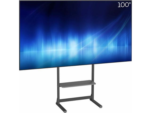 VIVO Black Heavy Duty 100' TV Screen Floor Stand with Storage Shelf