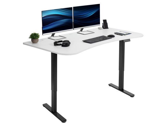 VIVO Electric 63 x 32 Stand Up Desk, White Table Top, Black Frame