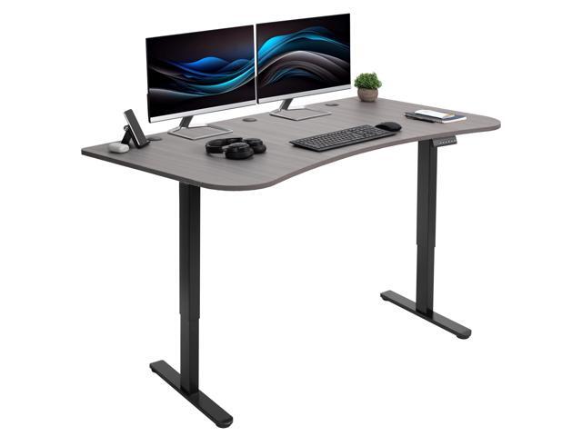 VIVO Electric 63 x 32 Stand Up Desk, Dark Gray Table Top, Black Frame