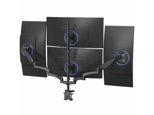 VIVO Black Quad Monitor Mount, 2 Pneumatic Arms + 2 Fixed, 4 Screens up to 32'