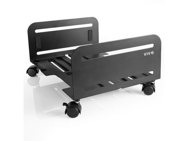 VIVO Black Computer Large Desktop ATX Case, CPU Rolling Stand, Adjustable Cart