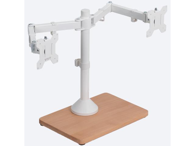 VIVO Dual Monitor Adjustable Mount w/ Wood Base, Fits Computer Screens up to 32'