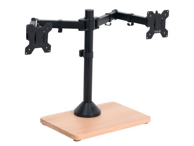 VIVO Dual Monitor Adjustable Mount w/ Wood Base, Fits Computer Screens up to 32'