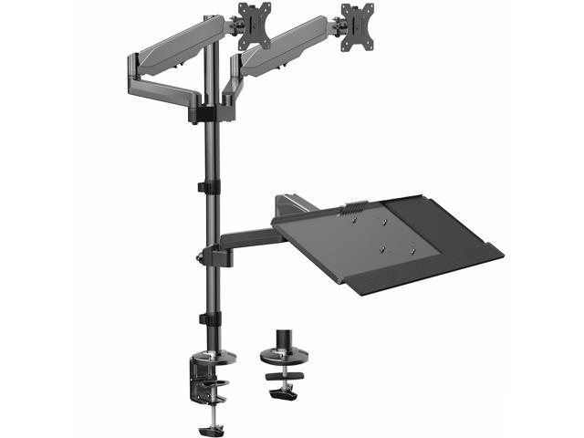 VIVO Black Dual Monitor Sit-Stand Desk Mount Holds 2 Screens 17' to 32'