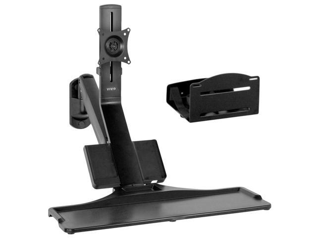 VIVO Premium Single Monitor & Keyboard Sit-Stand Wall Mount and CPU Holder