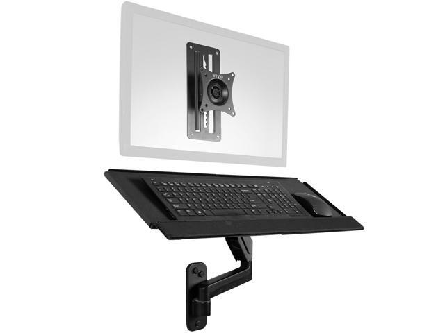 VIVO Sit-Stand Dual Monitor and Keyboard Tray Combo Height Adjustable Wall Mount