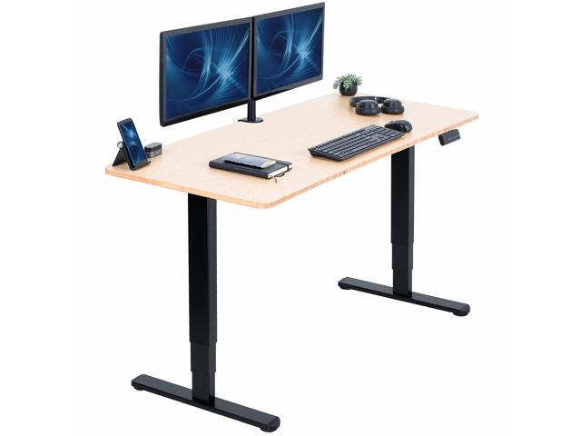 VIVO Electric 60' x 24' Stand Up Desk, Bamboo Table Top, Black Frame