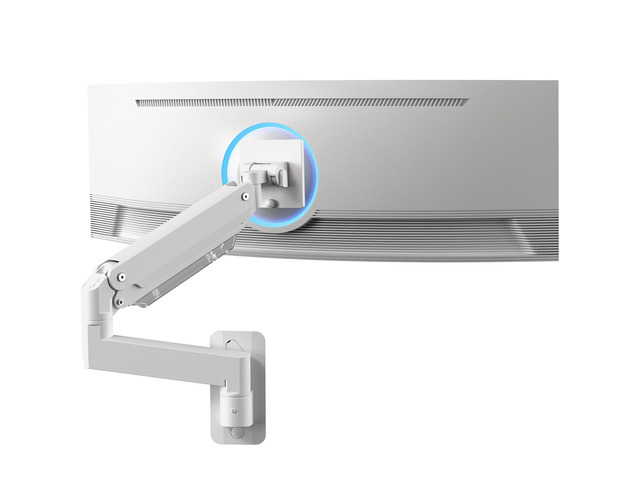 VIVO White Single Pneumatic Monitor Wall Mount, Fits Ultrawides up to 49'