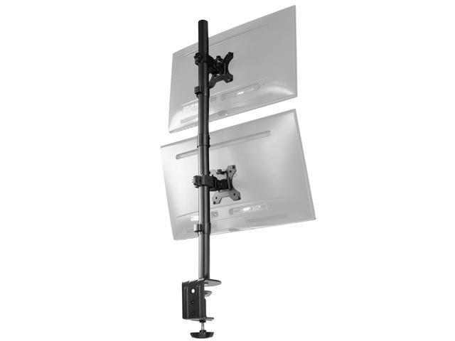 Black Dual LCD Monitor Desk Mount Stand, Stacked Vertical 2 Screens up to 34'