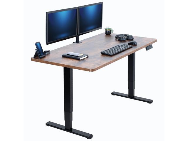 VIVO Electric 60' x 24' Stand Up Desk, Vintage Brown Table Top, Black Frame