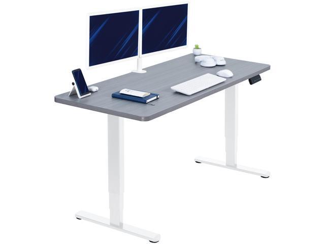 VIVO Electric 60' x 24' Stand Up Desk, Dark Gray Table Top, White Frame