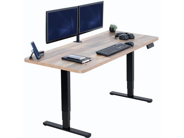 VIVO Electric 60' x 24' Stand Up Desk, Reclaimed Wood Table Top, Black Frame