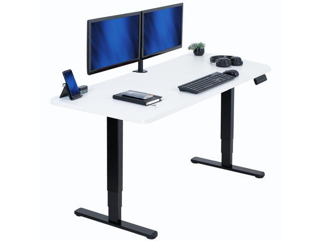VIVO Electric 60' x 24' Stand Up Desk, White Table Top, Black Frame